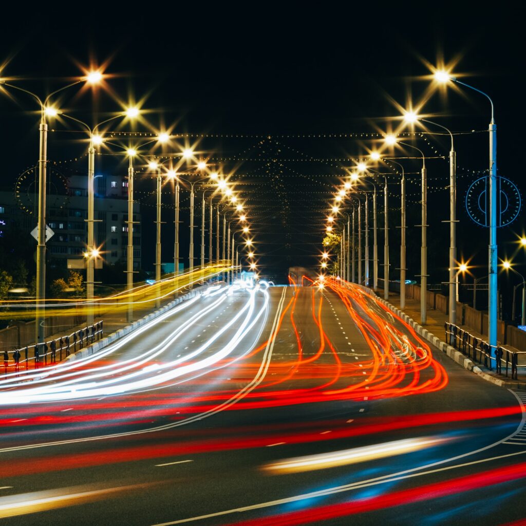 Speed Traffic - Light Trails On City Road At Night